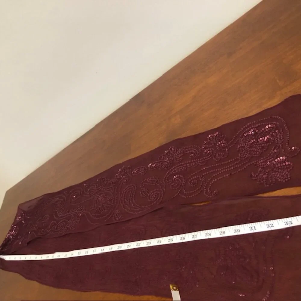Boho Burgundy Sequins Scarf.